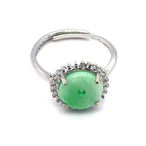 Image of Type A Certified Natural Jadeite Jade 925 silver Inlay Ring Series