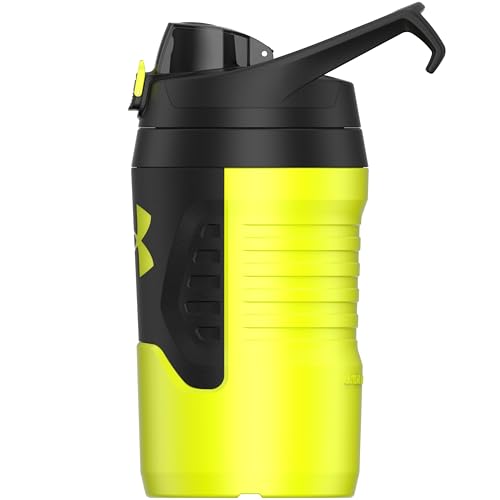 Image of Under Armour 32 oz Insulated Water Bottles - Sports Water Jug with Fence Hook, Leak Resistant for Baseball, Football & More, 32 oz Insulated, Hi Vis Yellow /Black