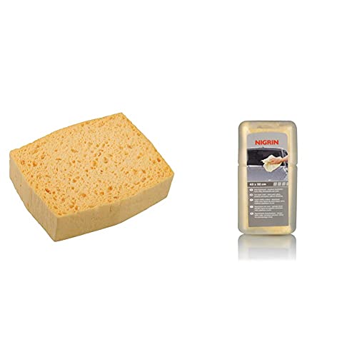 NIGRIN 71705 Viskose-Autoschwamm eckig, ohne Profil & 74054 Auto-Supertuch
