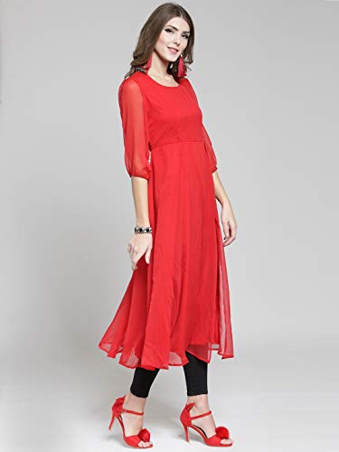 Image of Sera Women's Anarkali Kurta (LA2567 Red Large)