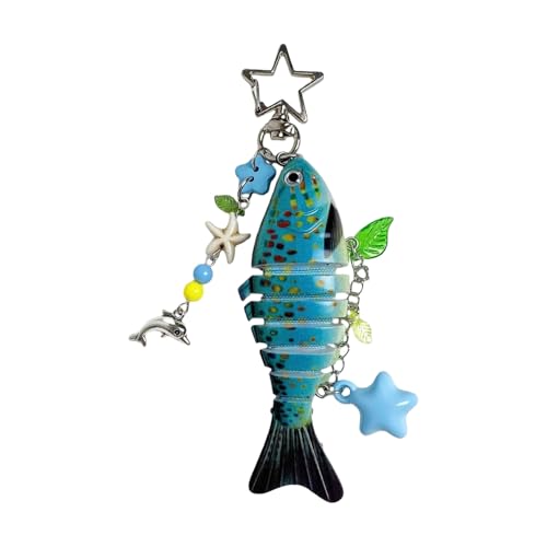 Beaded Phone Accessory Fish Star Pattern Resin Keychain Hanging Pendant Ornament Retro Multi Functional Fish Star Keychain
