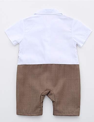 HMD Baby Boy Gentleman White Shirt Waistcoat Bowtie Tuxedo Onesie Jumpsuit Overall Romper