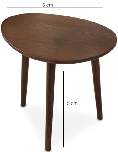 Image of INTRAHAUS Solid Wood Round Side Table for Living Room | Compact Sofa End Table with 3 Legs | Minimalist Wooden Accent Table for Bedroom Balcony Office Home Decor