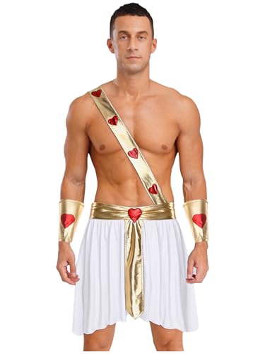 LiiYii - Disfraz de cupido para día de San Valentín con trajes de Dios de Amor Túnica Toge Dios Griego Romano Trajes Carnaval Fiesta Halloween Navidad Blanco XL