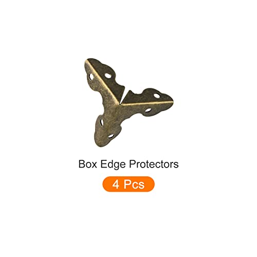 Image of METALLIXITY Box Corner Protectors Decorative(19mm /0.75 inch) 4Pcs, Metal Wood Case Edge Guard - for Furniture Table Wood Case, Bronze