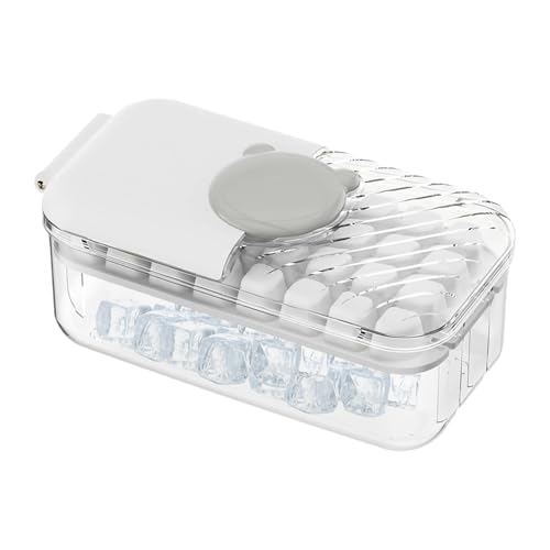Samuliy Moldes para cubitos de hielo | Máquina de cubitos de hielo de fácil liberación con tapa y contenedor - Bandejas apilables resistentes a derrames con tapa y cuchara de hielo para whisky,