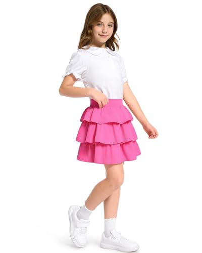 Image of KEREDA Girls Skirt Kids Casual 3-Layer Ruffle Skort School Uniform Skirts for Girls
