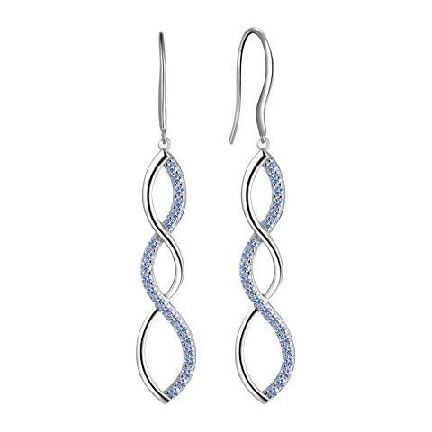 Aurora Tears Womens 925 Sterling Silver Infinity Symbol Earrings Drop Hook Dangle Earring Blue Jewelry Gifts for Women and Girls DE0062H Cover