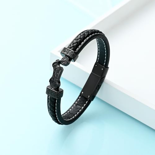 Pulsera crematoria de cuero para cenizas, 24cm, negra miniatura 3