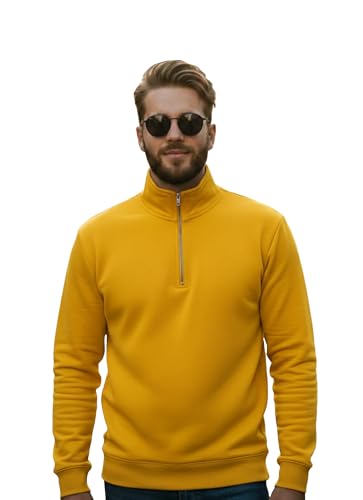 Image of Mack Jonney Men's Fleece Half-Zip High Neck Sweatshirt | Warm & Stylish Winter Wear -JM4380