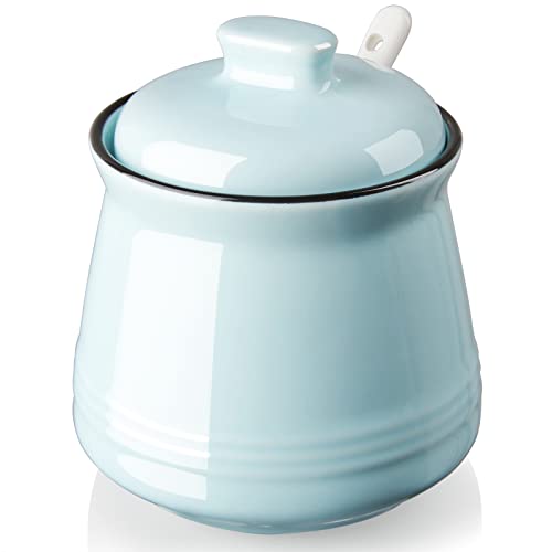 DAYYET Sugar Bowl with Lid and Spoon, 12 oz Ceramic Sugar Bowl with Spoon, Sugar Container for...