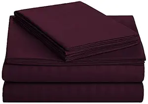 Cazimo 100% Microfiber Double Size Double Bed Bedsheet with 2 Pillow Covers - 90 x 90 Inches(Wine)