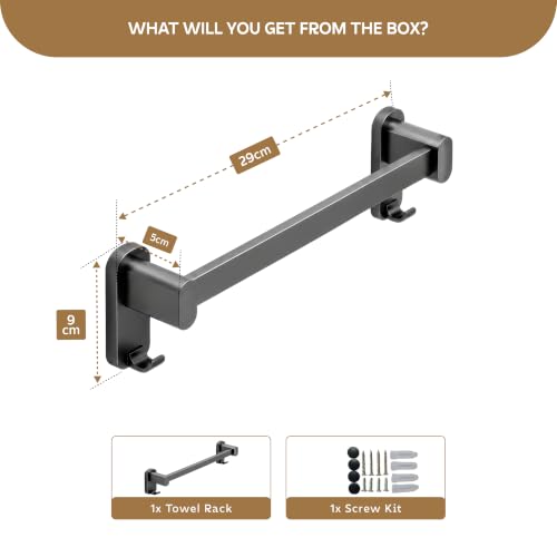 Image of Amazon Basics Towel Rod for Bathroom - 12 Inch Rust Resistant Aluminum Towel Holder, Strong Wall Mounted Towel Hanger for Bathroom & Kitchen Sink Pack of 1