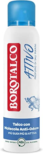 12x Borotalco, blaues aktives Spray-Deodorant, Formel ohne Alkohol und Talk mit Anti-Odor-MolekĂĽlen, 48 Stunden Wirksamkeit, Duft von 150 ml Meersalz + Italian Gourmet Polpa 400g