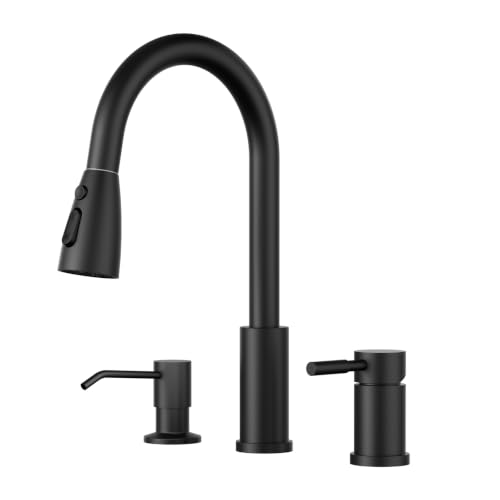 WOWOW 3 Hole Kitchen Faucet with Soap Dispenser and Separate Handle - image 1