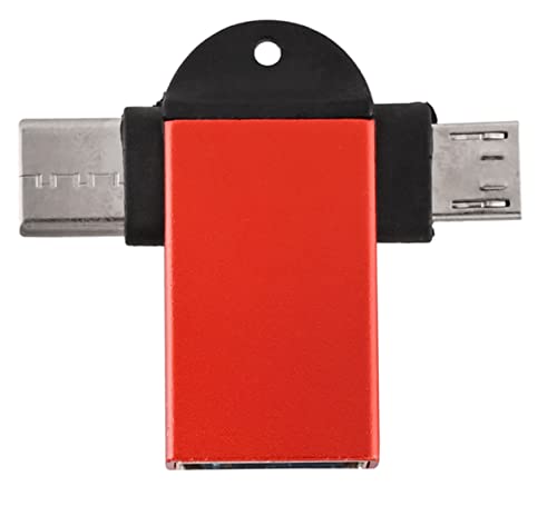 Image of JGD Products 2 in 1 (Red) OTG Adapter Micro USB+USB Type C to USB Female Connector, OTG Pen Drive Adapter to Mobile Connector Type C, Compatible with All Devices