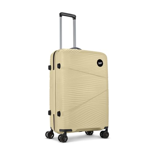 Image of Skybags Swirl Check-in Trolley Bag 65cm | Medium Hard Luggage | 8 Wheels Suitcase for Travel | 3-Digit Combination Lock with Anti-Theft Zipper | Polypropylene | 3 Years Warranty - Unisex (Beige)