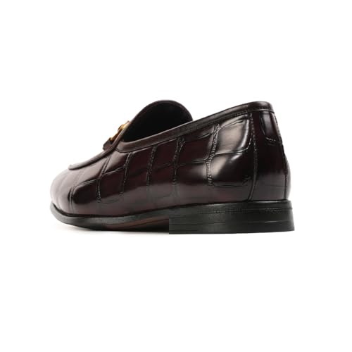Image of Monkstory Horsebit Smart Croc-Effect Slip-Ons - Burgundy