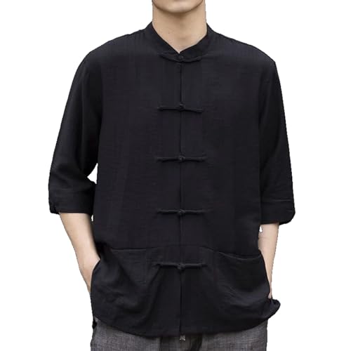 Chemise style chinois en soie de glace un haut noir vintage d'exception