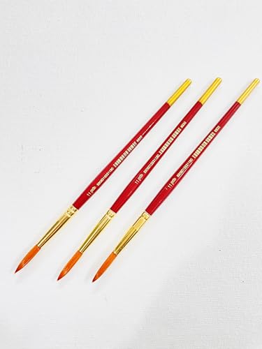 Image of polo Synthetic Hair Round Brushes 11 | Pack of 3 | Premium Fine Detail Paintbrushes for Miniature, Acrylic & Watercolor Painting | Soft Bristles for Smooth & Precise Strokes