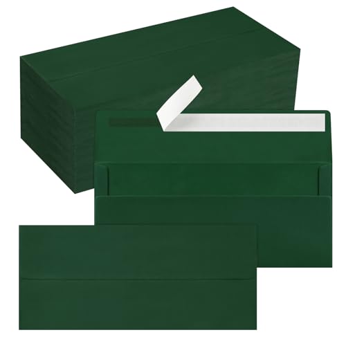 200 Pack #10 Dark Green Envelopes Letter Size Self Seal Business Envelopes