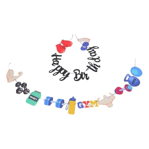 Uonlytech Gym Geburtstag Banner Papier Pull Flag mit Lebendigen Farben Vielseitig Einsetzbar für Fitnessstudio partys Personalisierte Trainingsräume und Gruppenkurse Stabile Gym Party