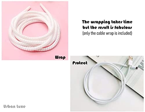 Image of Spiral Cable Protector, Data Cable Protective Sleeve, Headphone Saver, Charger Protective Cover, Wire Repair /Strain Relief Cable Wrap Tube for USB Data Cable Headphone Cable (White+Jet Black)