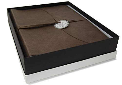 LEATHERKIND Capri Álbum de Fotos de Cuero Chocolate, Grande Páginas Estilo Clásico - Hecho a Mano en Italia