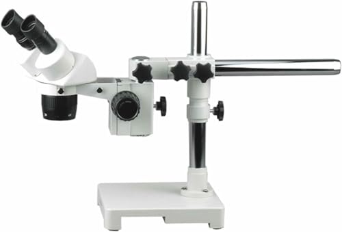 Image of AmScope SW-3B13X Binocular Stereo Microscope, WH10x Eyepieces, 5X /10X /15X /30X Magnification, 1X /3X Objective, Single-Arm Boom Stand, Includes 0.5x Barlow Lens