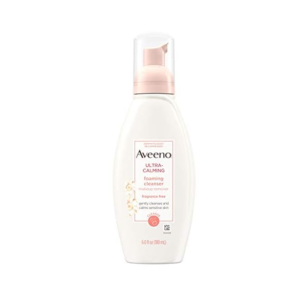 Aveeno-Ultra-Calming-Foaming-Cleanser-Makeup-Remover-Facial-Cleanser-with-Calming-Feverfew-Face-Wash-for-Dry-Sensitive-Skin-Hypoallergenic-Fragrance-Free-Non-Comedogenic-Unscented-6-Fl-Oz Aveeno Ultra-Calming Foaming Cleanser & Makeup Remover Facial Cleanser with Calming Feverfew, Face Wash for Dry & Sensitive Skin, Hypoallergenic, Fragrance-Free & Non-Comedogenic, Unscented, 6 Fl Oz