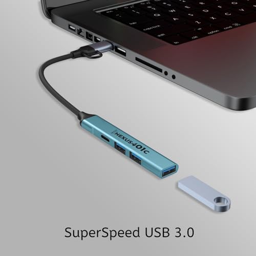 Image of iVOOMi NEXUS401C 2 in 1 Type-C /USB to 4 Port USB Aluminium Hub with 20cm Length and Gold Plated Connector, Working with Windows, macOS, Linux for Laptop, MacBook - 1 Year Warranty - Newly Launch