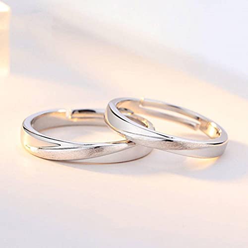 Anneau de couple métal bague ouverte argent s925 ajustable