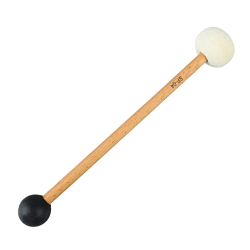 Antislip Bass Drum Mallet Percussion Stick Hammer with Soft Felt and Wooden Handle for Musical Performance (Black and White SP 04 23cm),Tandrum