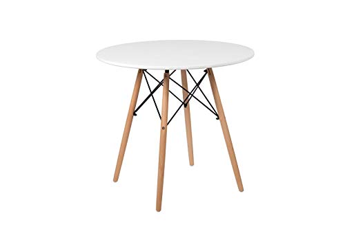 Home Heavenly - Mesa Comedor Redonda Tower, 80 cm de diámetro en Color Blanco