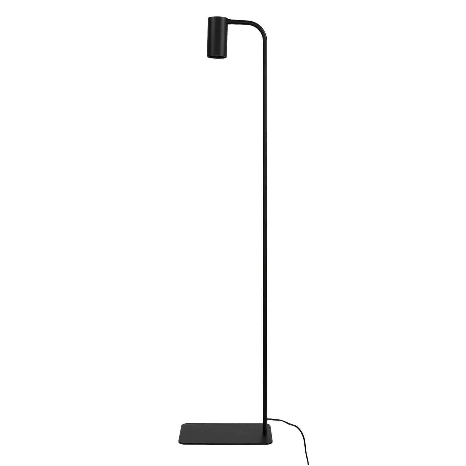Licht-Erlebnisse Kleine Stehlampe Wohnzimmer, Schwarz, Metall, Steh Leselampe, Spot, schwenkbar, Kabelschalter, GU10, minimalistisch, Schlafzimmer, Leseleuchte