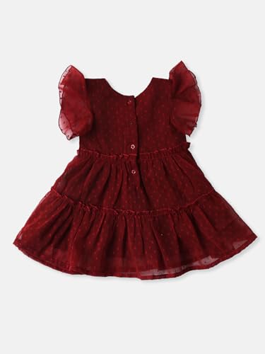 Image of Nautinati Baby Girls Flared Frock with Flutter Sleeves | Age 0-3 Years