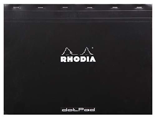 RHODIA 38559C - Bloc de Notas Grapado Dotpad N°38 Negro - A3 - Punto Punteado - 80 Hojas Desmontables - Papel Clairefontaine Blanco 80 g/m - Cubierta de Cartón Revestida Suave y Resistente - Básicos