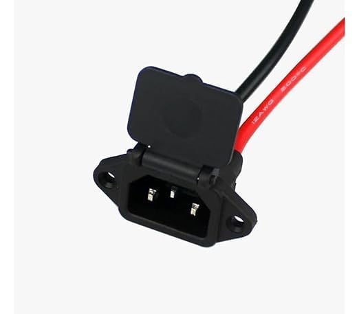 EV Scooter Charging Socket, 3-Pin Plug Port with Red and Black Wiring Harness, Replacement Charging Connector-image-37