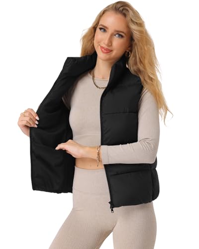 Fuinloth Women's Lightweight Puffer Vest, Water Repellent, 4 Pockets, Double Slider Zipper, Elastic Hem for Fall & Winter3
