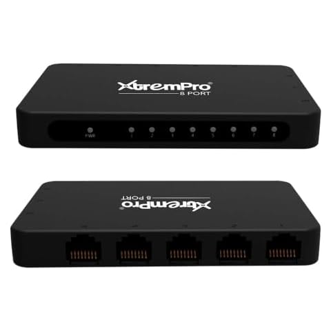 XtremPro 8-Port USB Powered 10/100Mbps Ethernet RJ45 Network Switch Hub - Black (61026) Cover