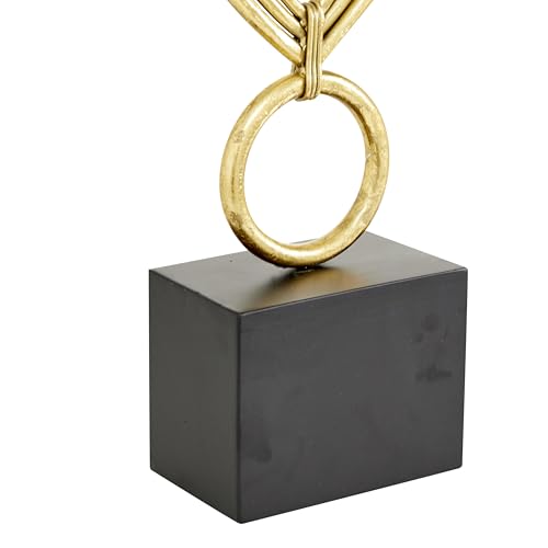 Escultura Decorativa Abstracta de Metal con Base Negra Dorada 8" x 4" x 24" miniatura 2