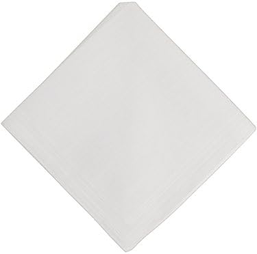 RJM 20 Mens Plain White Handkerchiefs (2 Packs Of 10) Polyester Cotton