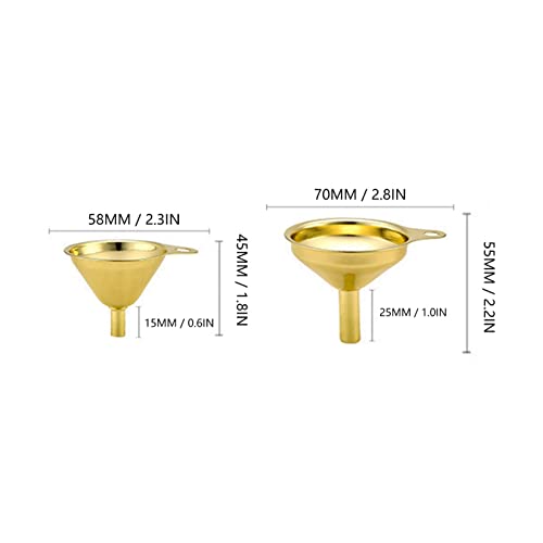 Conjunto de funil de aço inoxidável dourado de 3 peças, bom para óleo de cozinha e enlatados líquido