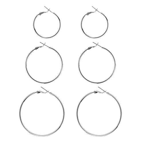 Big Silver Hoop Earrings for Women Hypoallergenic 925 Sterling Silver Post Thin Loop 14K Gold Plated...
