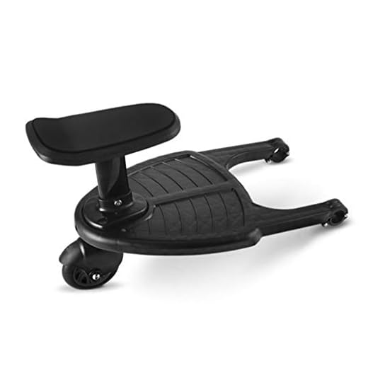 Yanhonin Marche Pied pour Poussette Universelle, Mini Buggy Board Roue à 360 ° Planche Poussette Pédale Pliable, Siège Amovible et Assemblable (Noir)