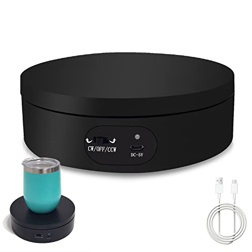 Drehteller Elektrisch, Displayständer Elektrischer 360-Grad-Drehteller Für Die Fotografie, Automatische Drehplattform,360-Grad-Bilder, Produktanzeige, Schmuckuhrenhalter Schwarz USB 16CM, Schwarz