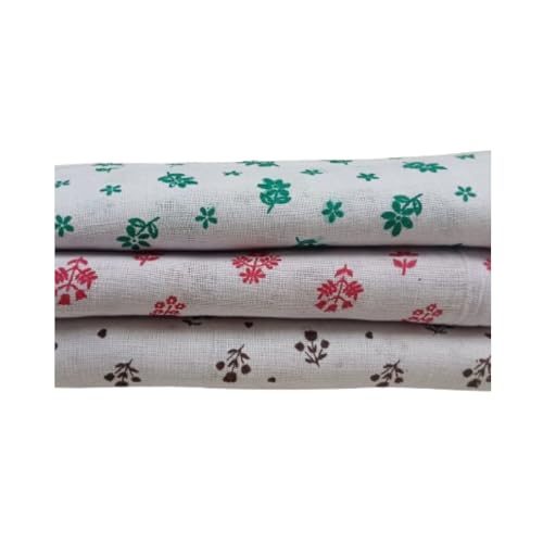 Image of Kerala Thorthu Bath Towel -Traditional Handloom Woven - Pure Cotton- End Finished -White Based-Floral Printed - Super Soft Absorbing Fabric- S Unisex- Pack of 2 Pieces 68x135 Cm (Brown + Orange)