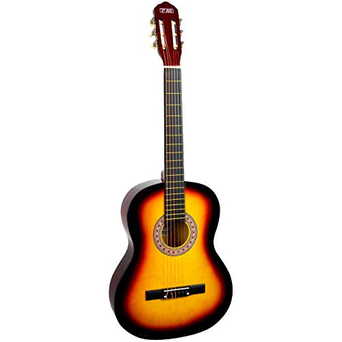 Image of 3rd Avenue Full Size 4 /4 Classical Guitar Spanish Nylon String Beginner Pack Bundle - 6 Months FREE Lessons, Bag, Strings, Digital Tuner - Sunburst
