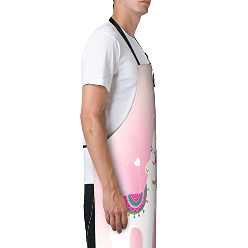 Xbaketop Alpaca Apron With Pockets For Women Waterproof Apron For Kitchen Cooking Bbq Cute Apron Love You Llama Adjustable Unisex Outdoor Pink Apron 28X33 Inches… #TOP7
