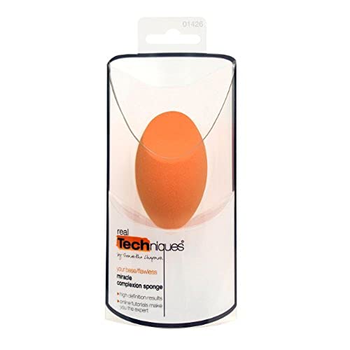 Real Techniques Miracle Complexion Sponge, 0.9375 ounce (Pack of 4), Latex-Free, Polyurethane Foam, Multi-Purpose, Round Bottom Makeup Sponges, Ideal for Blending